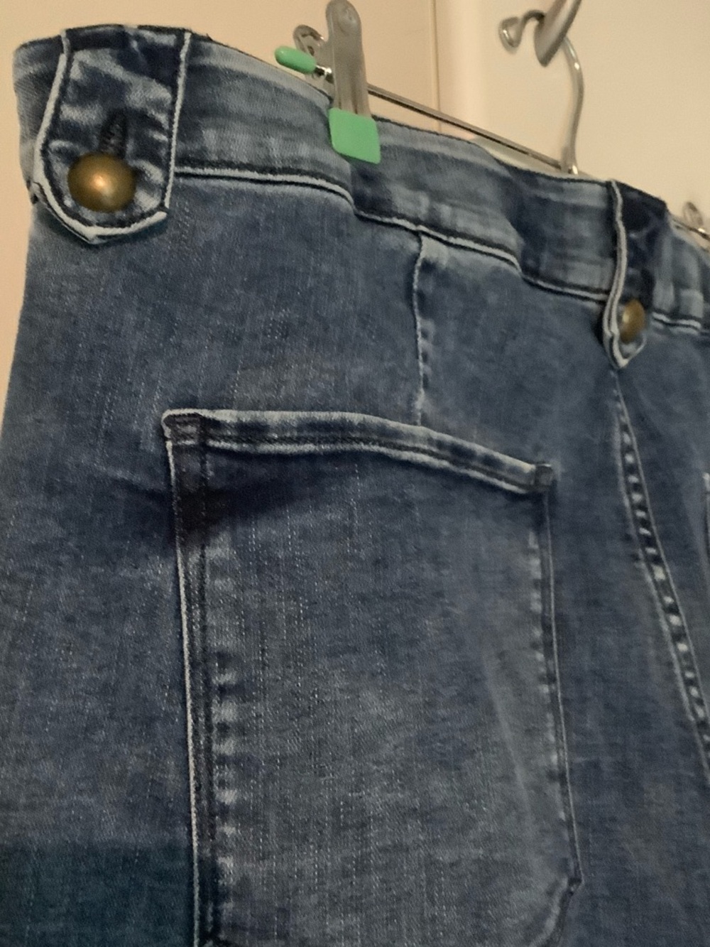 St. John's Bay Distressed Blue Wide-Leg Jeans with Side Button Detail - Picture 3 of 11
